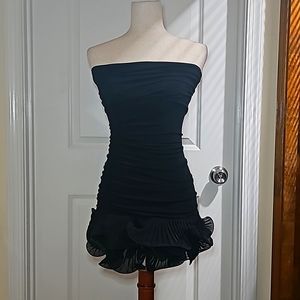 ARDEN B Special Occasion Size XS Black Sheer Ruffle Detail Hem Strapless GNO
